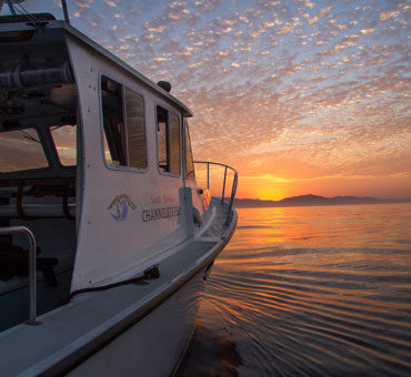 Santa Barbara Channelkeeper's boat at sunset.